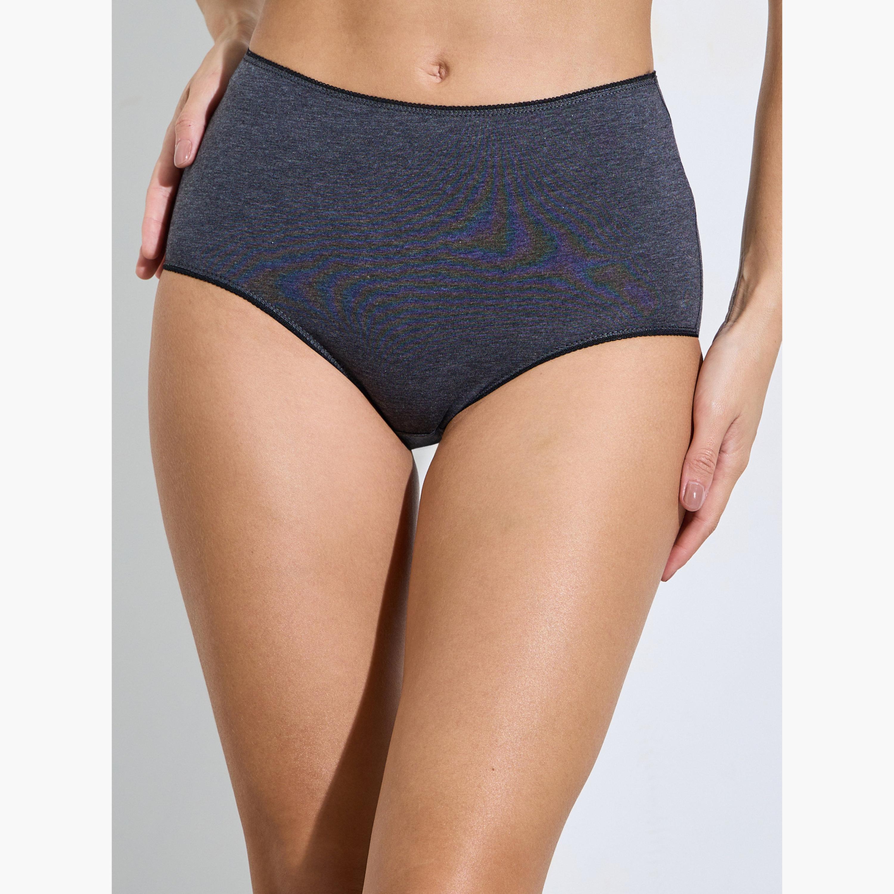 طقم من 5 سراويل داخلية سادة من مزيج القطن-women-clothing-lingerie-panties-image-8
