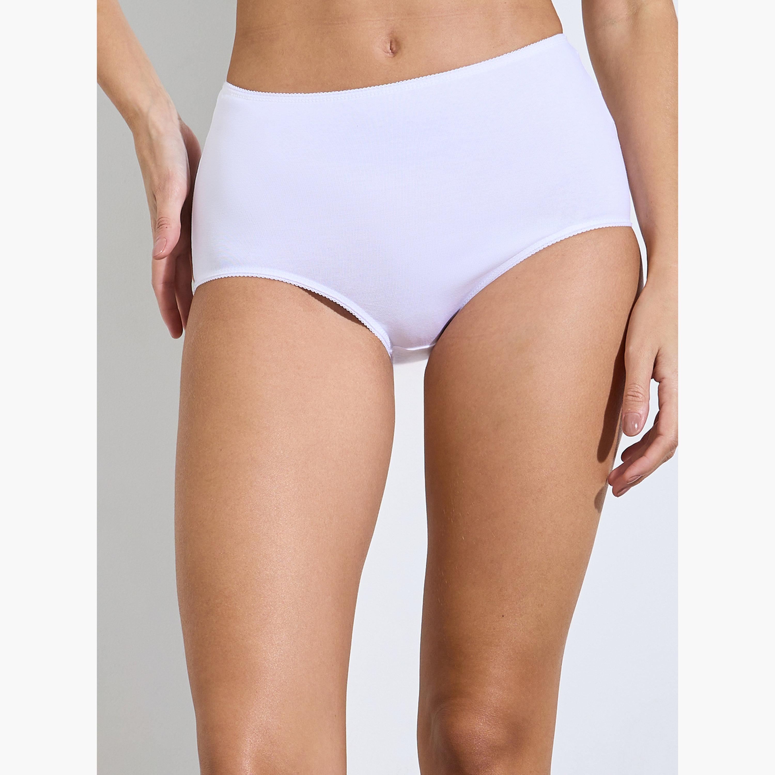 طقم من 5 سراويل داخلية سادة من مزيج القطن-women-clothing-lingerie-panties-image-9