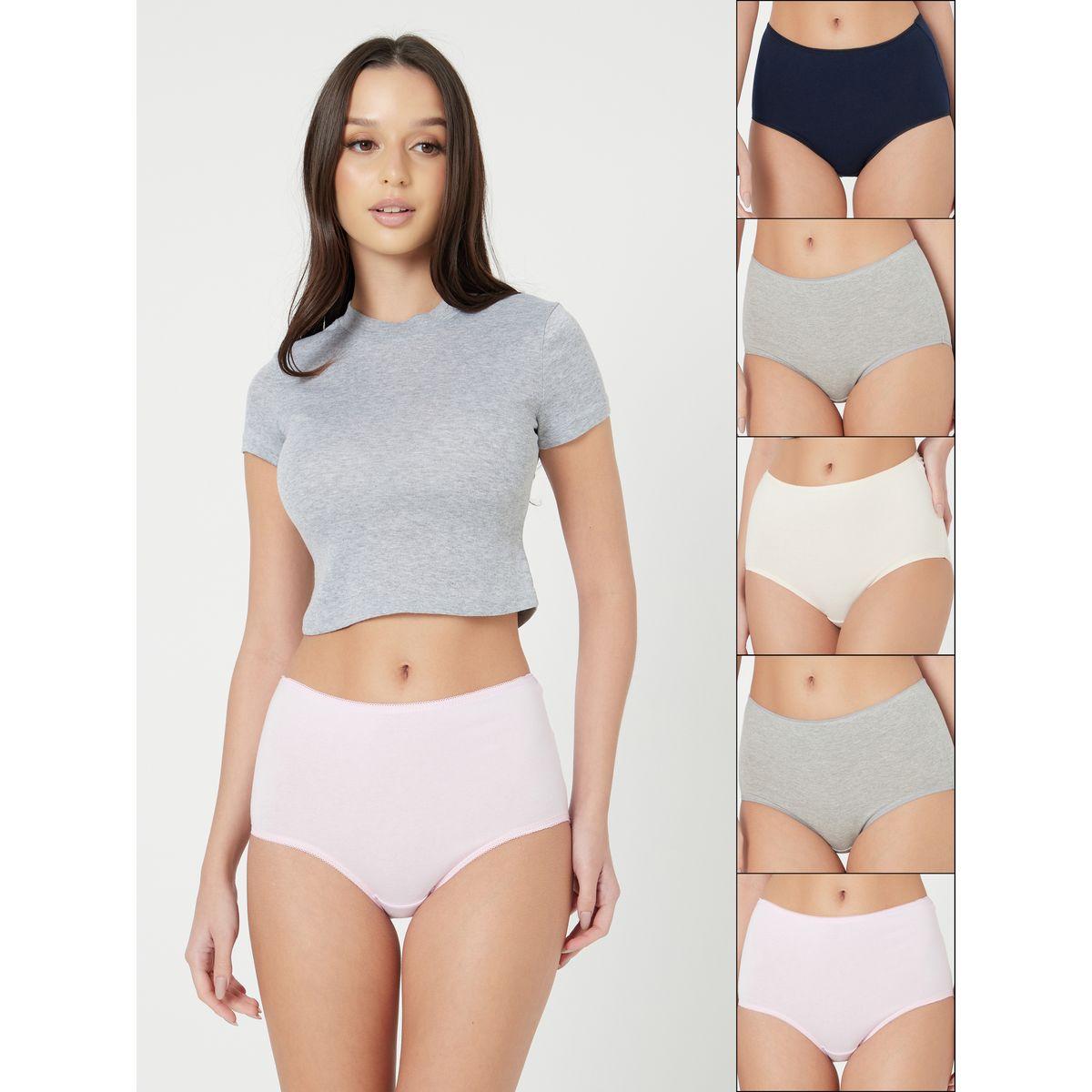 Styli Essentials Pack of 5 - Cotton Solid Full Brief-women-clothing-lingerie-panties-image-1