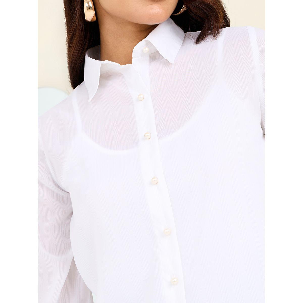 Styli Solid Regular Fit Button Up Shirt-women-clothing-shirtsandblouses-shirts-image-4