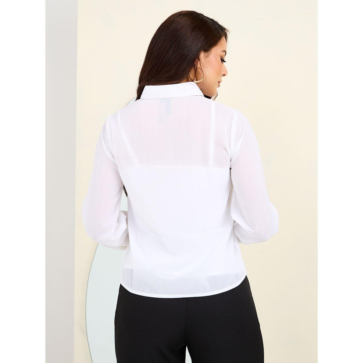 Styli Solid Regular Fit Button Up Shirt-women-clothing-shirtsandblouses-shirts-image-5