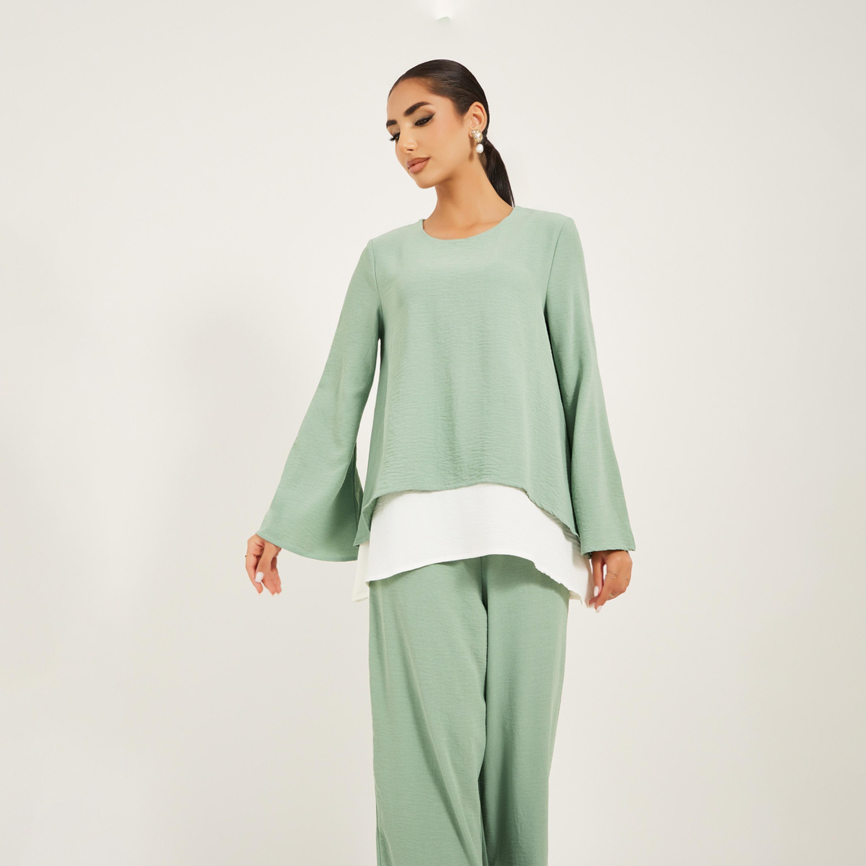Styli Wide Leg Pants And Long Top Modest Set-women-arabicclothing-sets-image-3