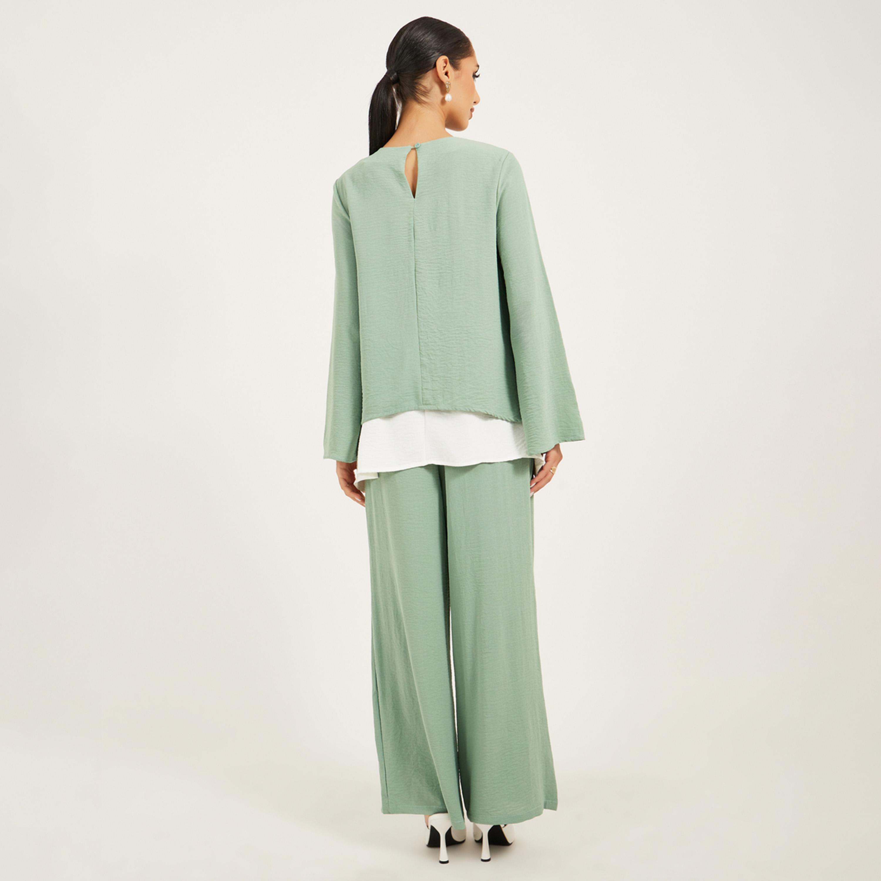Styli Wide Leg Pants And Long Top Modest Set-women-arabicclothing-sets-image-5