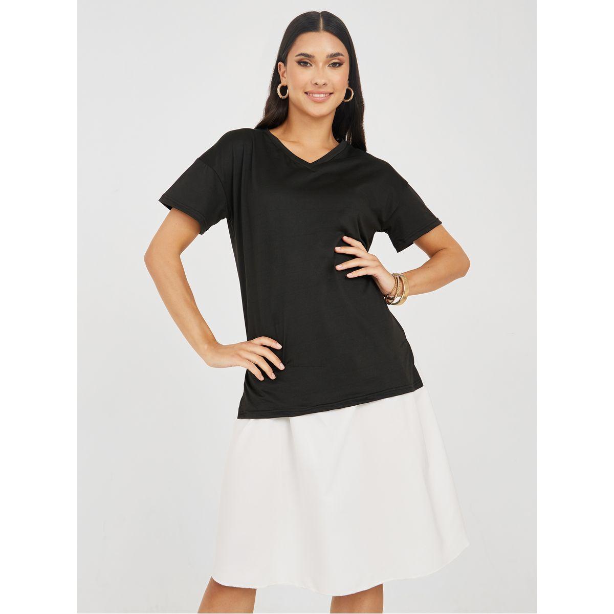 Styli Colorblock V Neck Knee Length Dress-women-clothing-dresses-image-2
