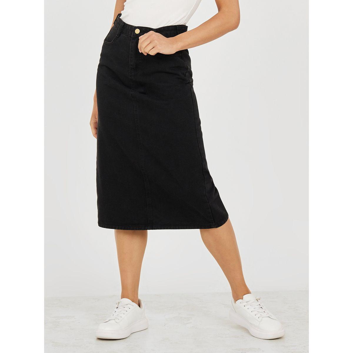 تنورة ميدي دنيم سادة-women-clothing-bottoms-skirts-image-1