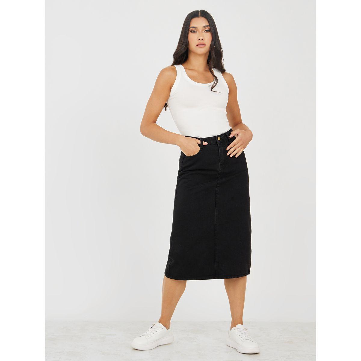 تنورة ميدي دنيم سادة-women-clothing-bottoms-skirts-image-2