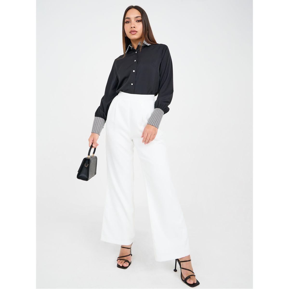 Styli Contrast Tweed Look Detail Regular Fit Shit-women-clothing-shirtsandblouses-shirts-image-2