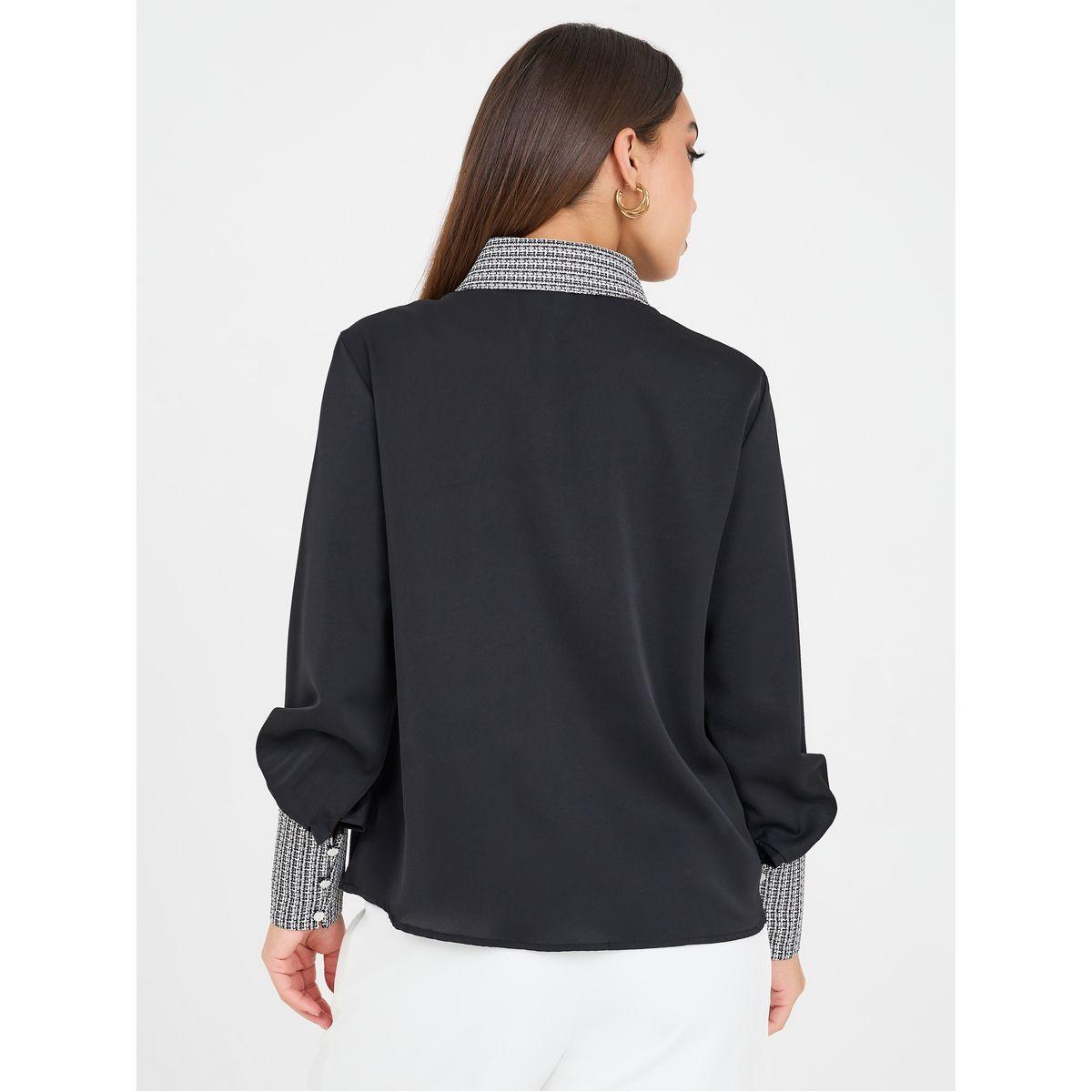 Styli Contrast Tweed Look Detail Regular Fit Shit-women-clothing-shirtsandblouses-shirts-image-5