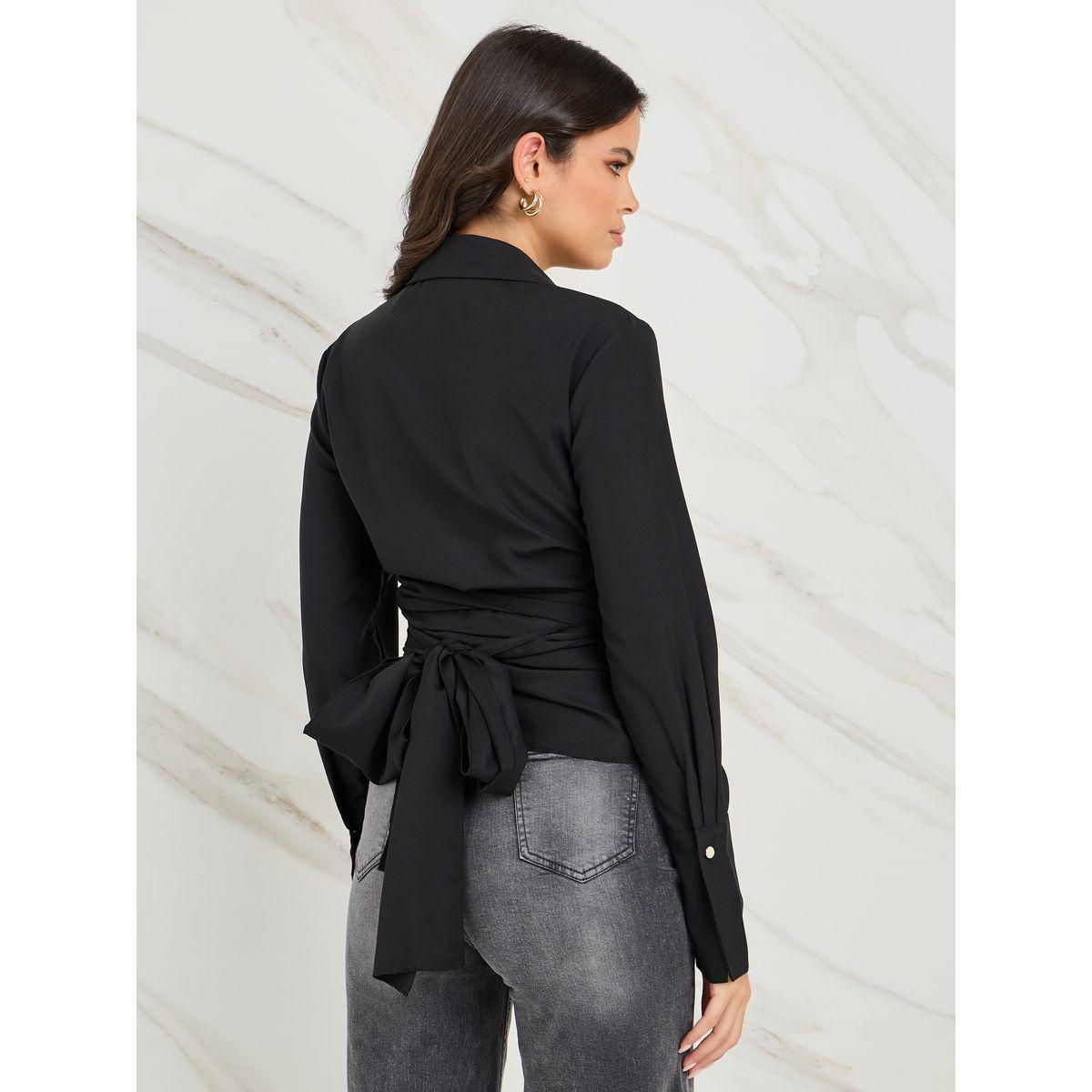 Styli Fitted Collared Neck Wrap Top-women-clothing-shirtsandblouses-blouses-image-4