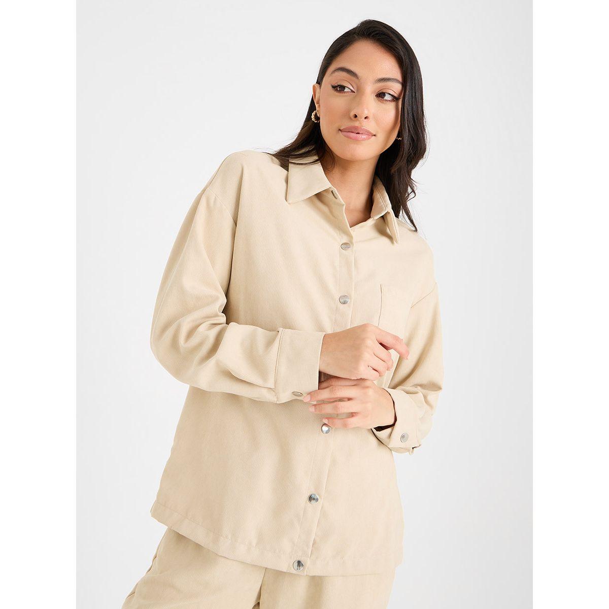 Styli Solid Shirt and Wide Leg Pant Set-women-clothing-coordsets-image-3