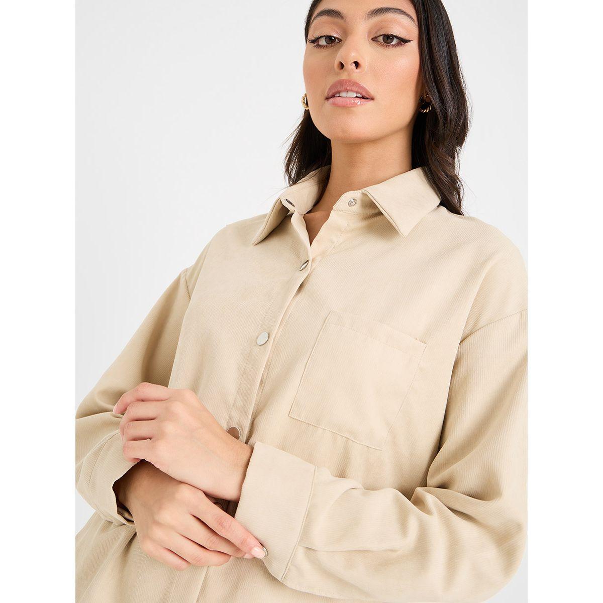 Styli Solid Shirt and Wide Leg Pant Set-women-clothing-coordsets-image-4