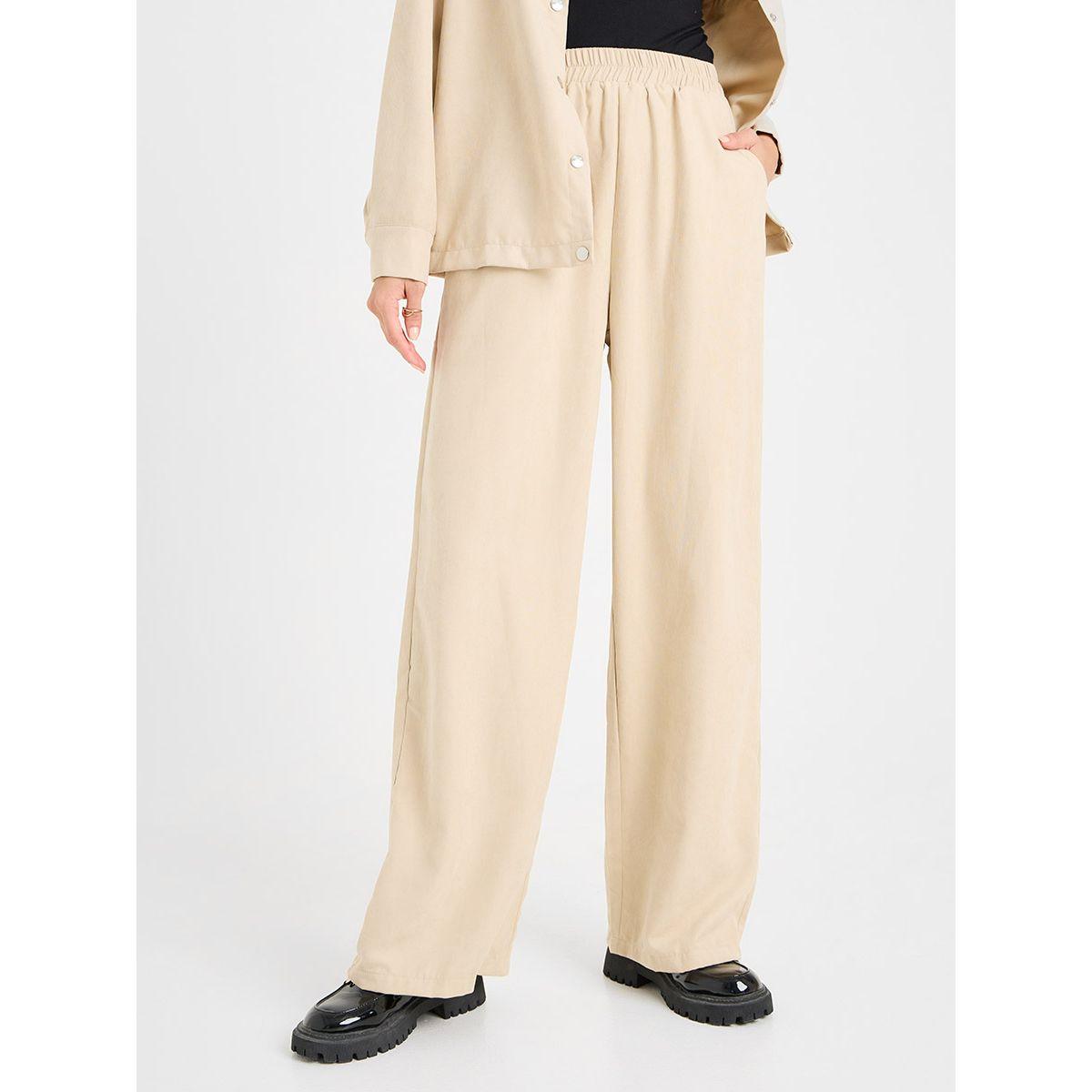 Styli Solid Shirt and Wide Leg Pant Set-women-clothing-coordsets-image-5
