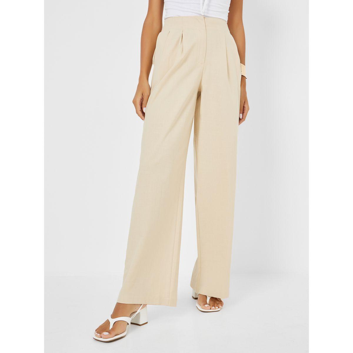 Styli High Rise Wide Leg Cotton Blend Trouser-women-clothing-bottoms-trousers-image-2