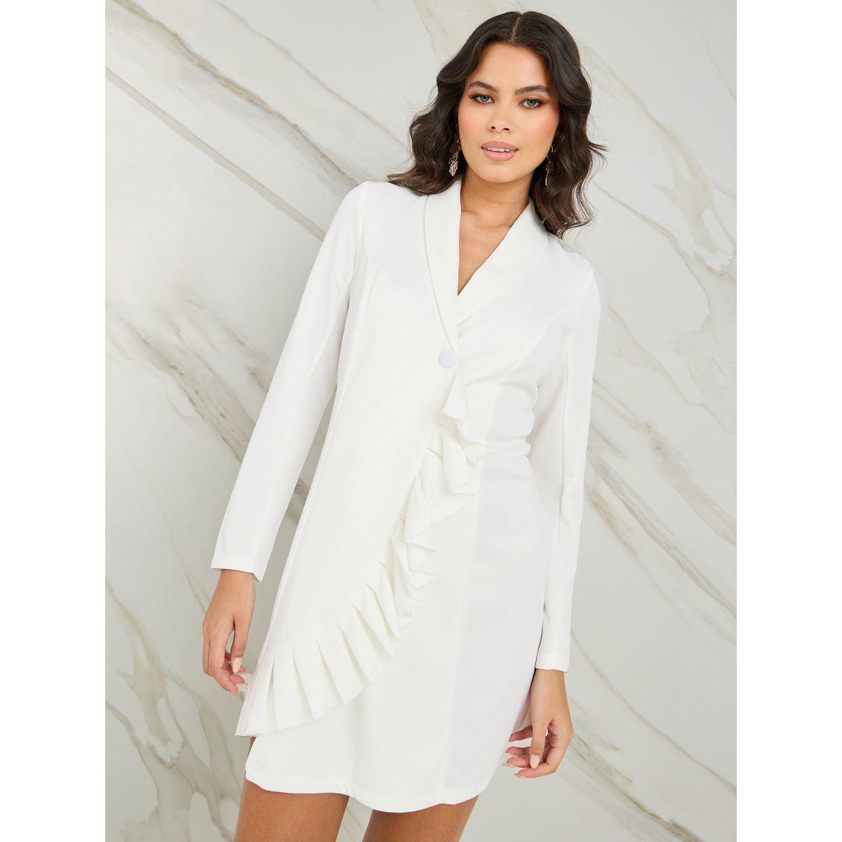 Styli Frill Edge Detail Blazer Mini Dress-women-clothing-dresses-image-1