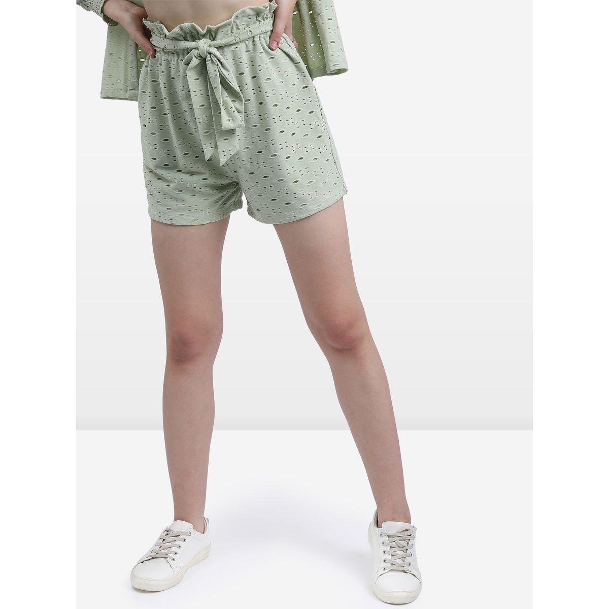Ketch X Styli Schiffli High Rise Tie Up Waist Shorts-women-clothing-bottoms-shorts-image-1