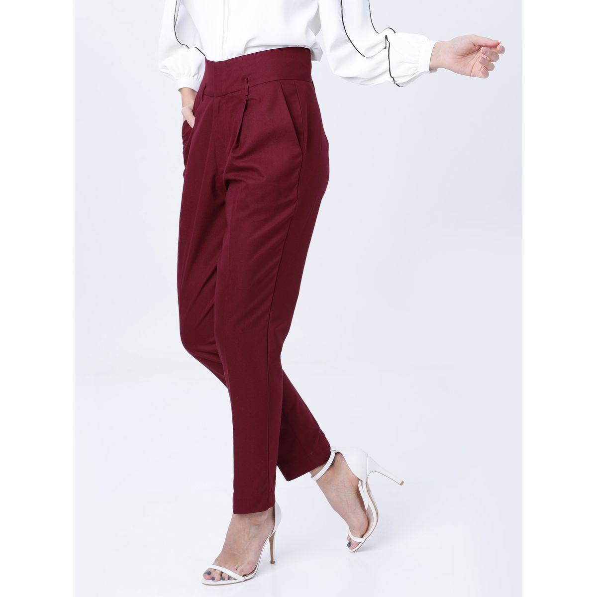 Tokyo Talkies X Styli Regular Fit Solid Peg Trousers-women-clothing-bottoms-trousers-image-2