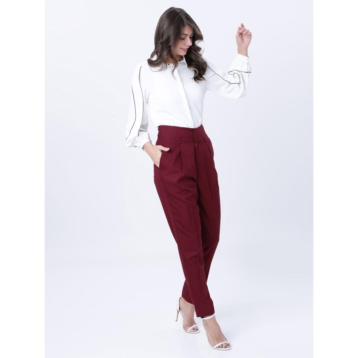 Tokyo Talkies X Styli Regular Fit Solid Peg Trousers-women-clothing-bottoms-trousers-image-5