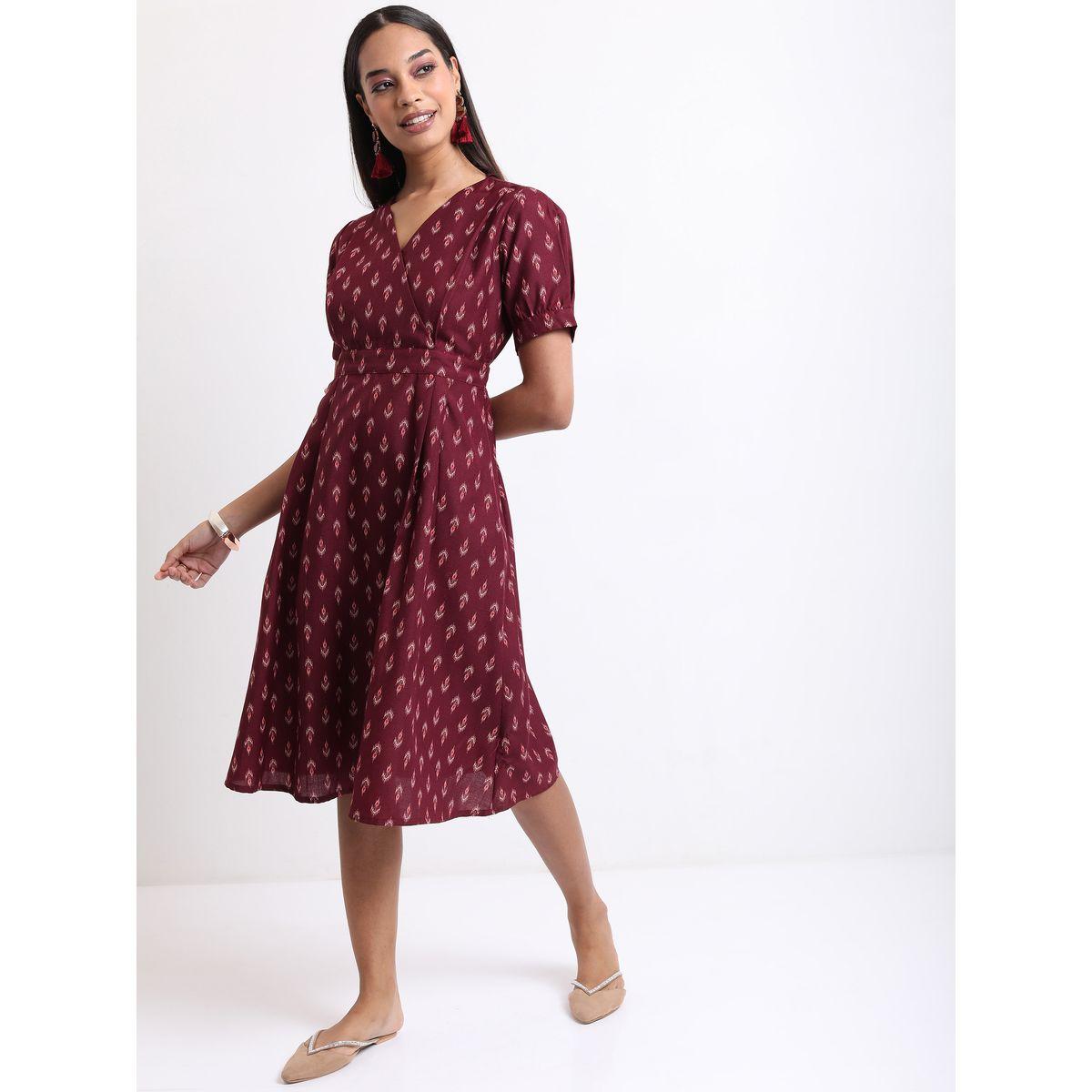 Ketch X Styli V Neck AOP A-Line Midi Dress-women-clothing-dresses-image-4