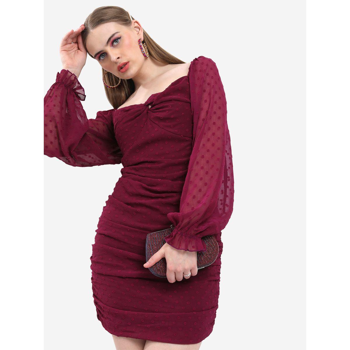 Ketch X Styli Balloon Sleeve Dobby Bodycon Mini Dress-women-clothing-dresses-image-4
