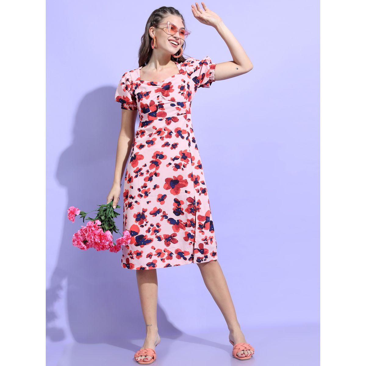 فستان ميدي بياقة شكل قلب طوكيو توكيز × ستايلي-women-clothing-dresses-image-1