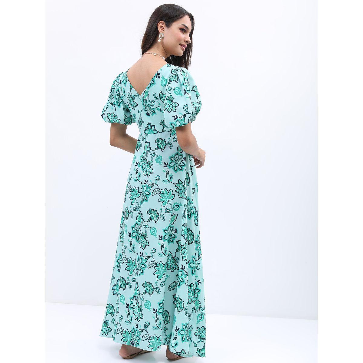Tokyo Talkies X Styli Puff Sleeve Cut-Out Detail A-Line Maxi Dress-women-clothing-dresses-image-3