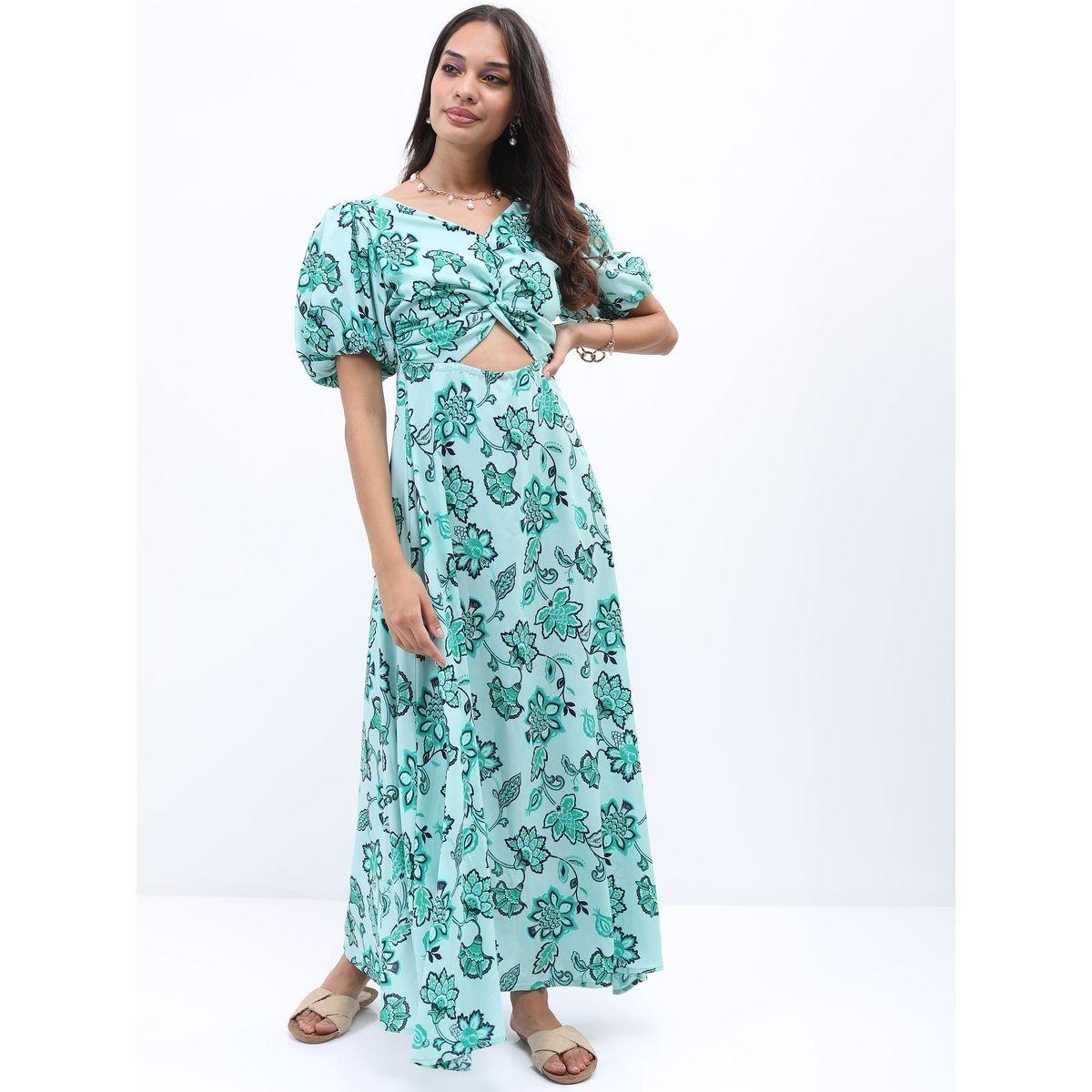 Tokyo Talkies X Styli Puff Sleeve Cut-Out Detail A-Line Maxi Dress-women-clothing-dresses-image-4
