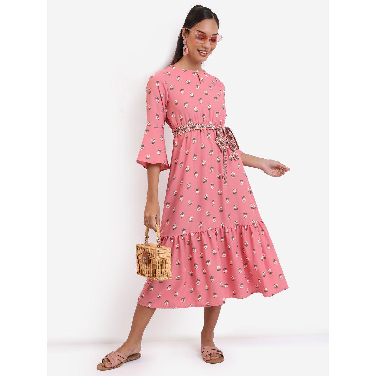 فستان ميدي مطبع بزهور فيشود × ستايلي-women-clothing-dresses-image-1