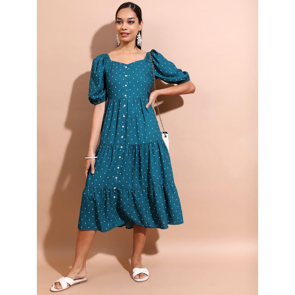 Vishudh X Styli Polka Dot Print Sweetheart Neck Tiered Midi Dress-women-clothing-dresses-image-1