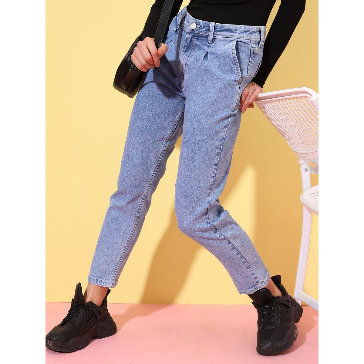 جينز بقصة بوي فريند وخصر متوسط طوكيو توكيز × ستايلي-women-clothing-bottoms-jeans-image-1