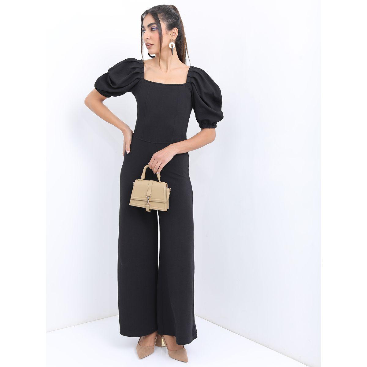 Ketch X Styli Square Neck Wide Leg Jumpsuit with Puff Sleeve-women-clothing-jumpsuits-image-2