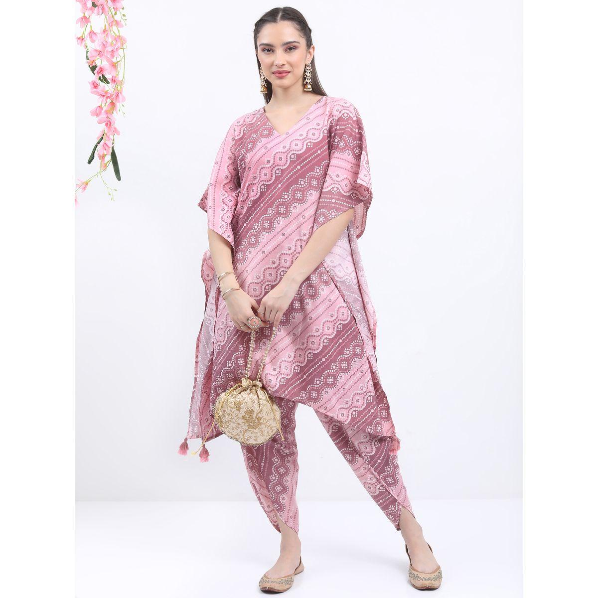 Ketch X Styli All Over Print Kaftan & Dhoti Trouser Co-Ord Set-women-clothing-ethnicwear-dresses-image-1