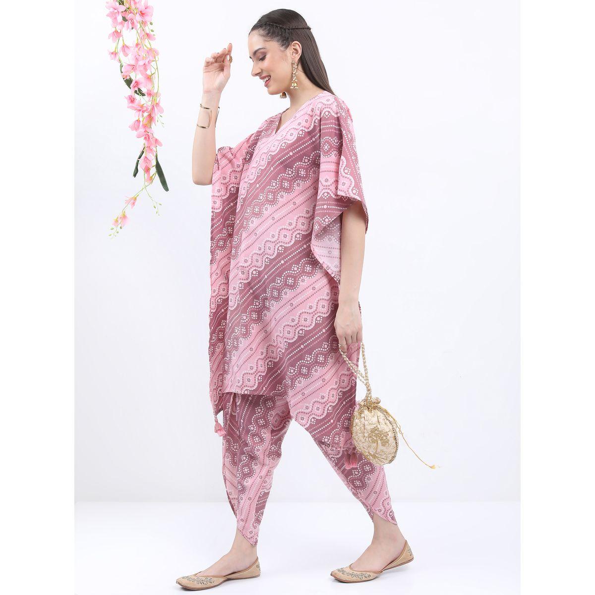Ketch X Styli All Over Print Kaftan & Dhoti Trouser Co-Ord Set-women-clothing-ethnicwear-dresses-image-2