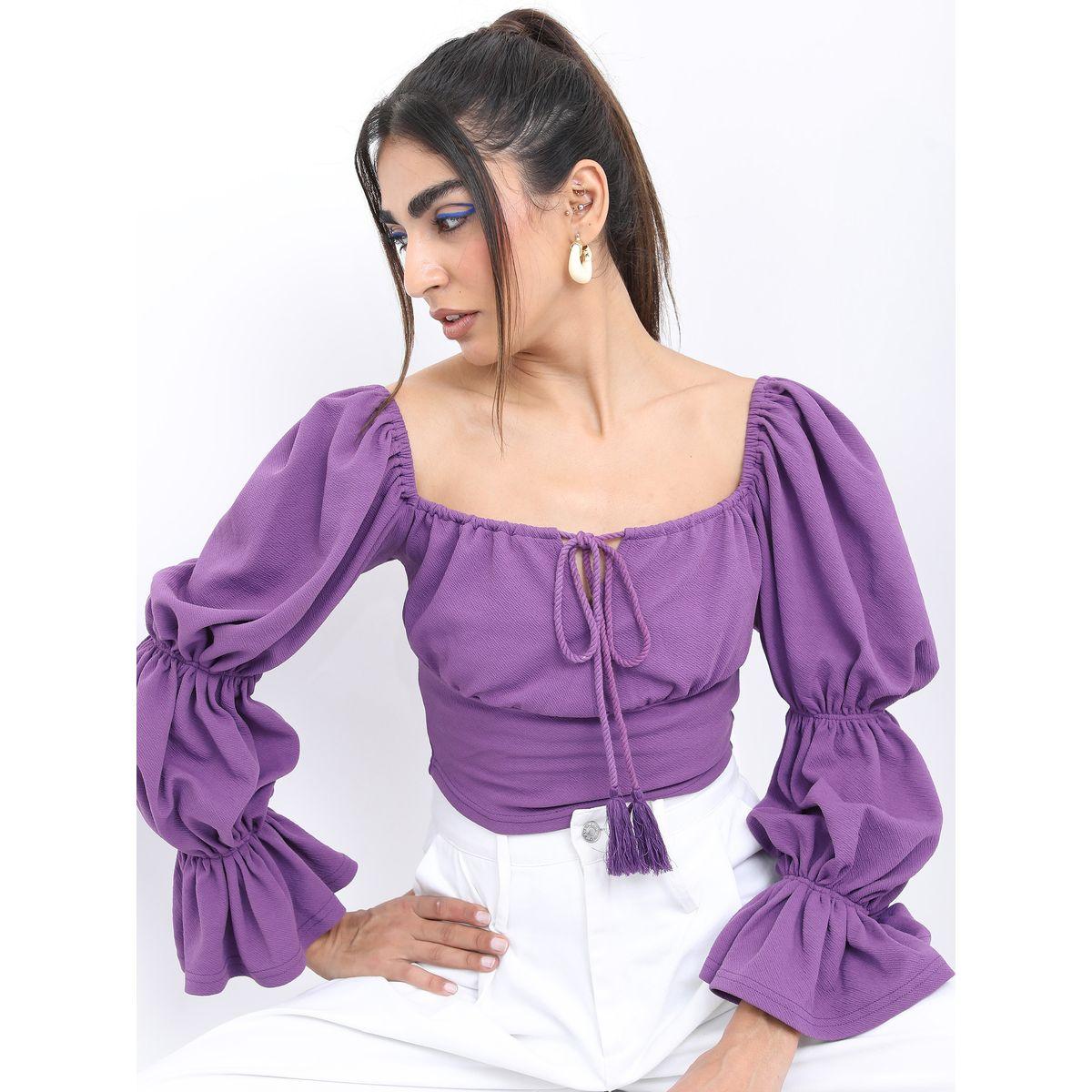 Ketch X Styli Marie Sleeves Fitted Crop Top-women-clothing-shirtsandblouses-blouses-image-1