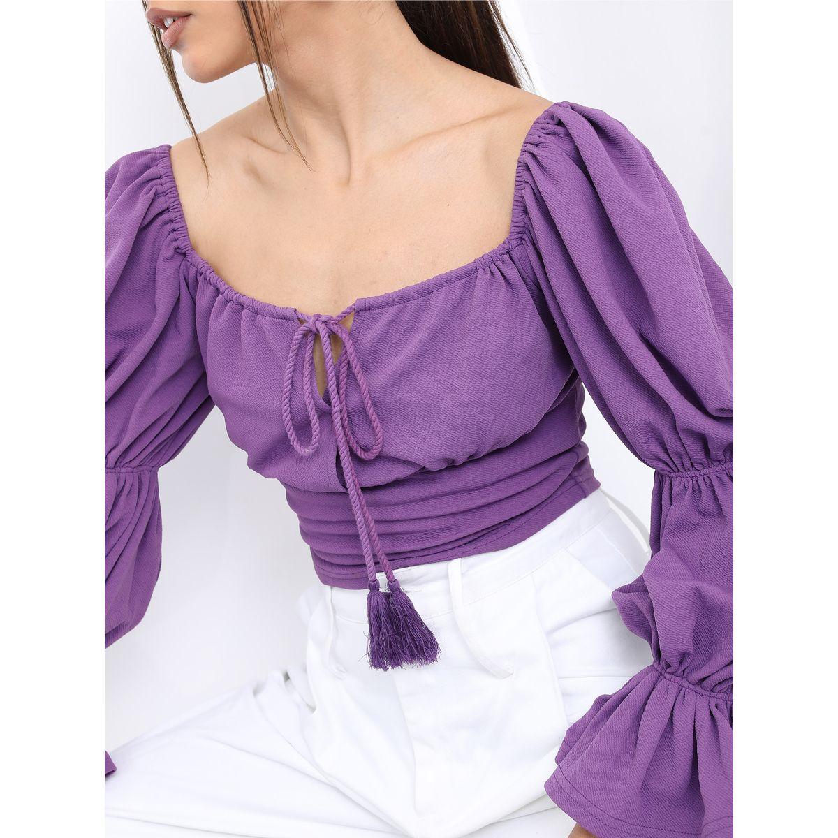 Ketch X Styli Marie Sleeves Fitted Crop Top-women-clothing-shirtsandblouses-blouses-image-5