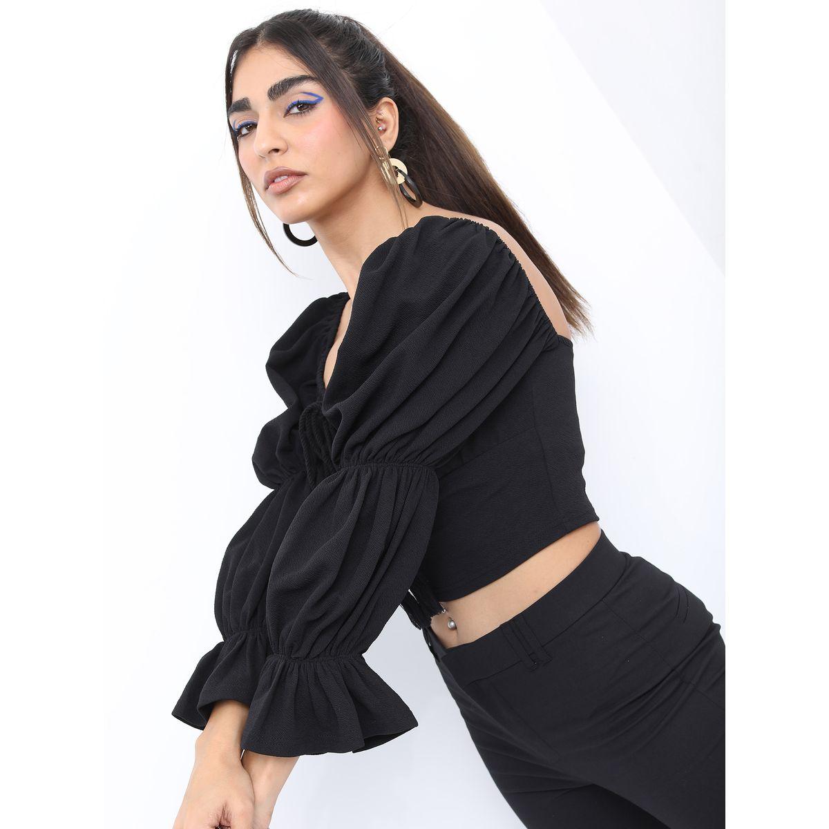 Ketch X Styli Marie Sleeves Fitted Crop Top-women-clothing-shirtsandblouses-blouses-image-4