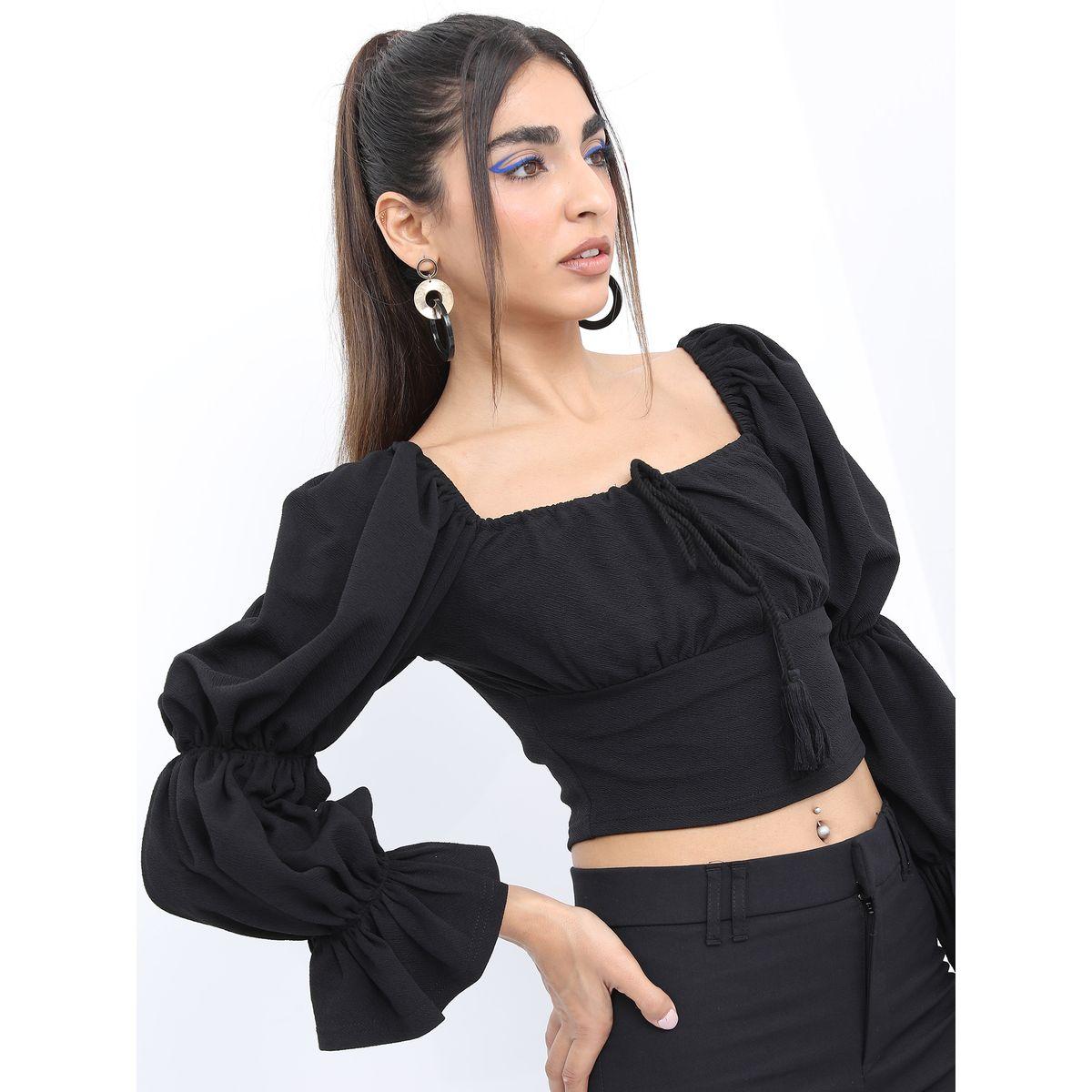 بلوزة قصيرة بياقة واسعة كيتش × ستايلي-women-clothing-shirtsandblouses-blouses-image-6
