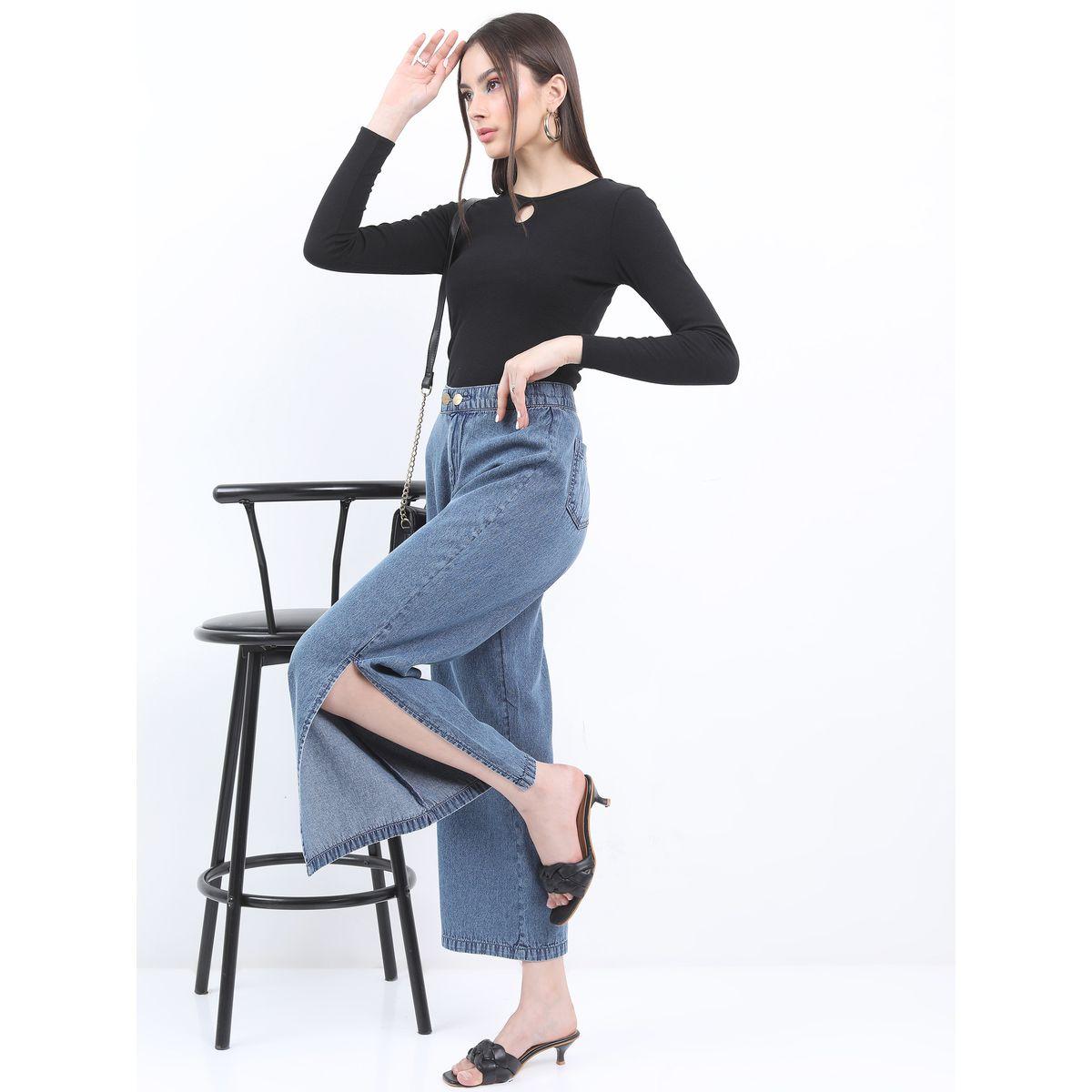 Ketch X Styli Keyhole Neck Ribbed Fitted Top-women-clothing-shirtsandblouses-blouses-image-2