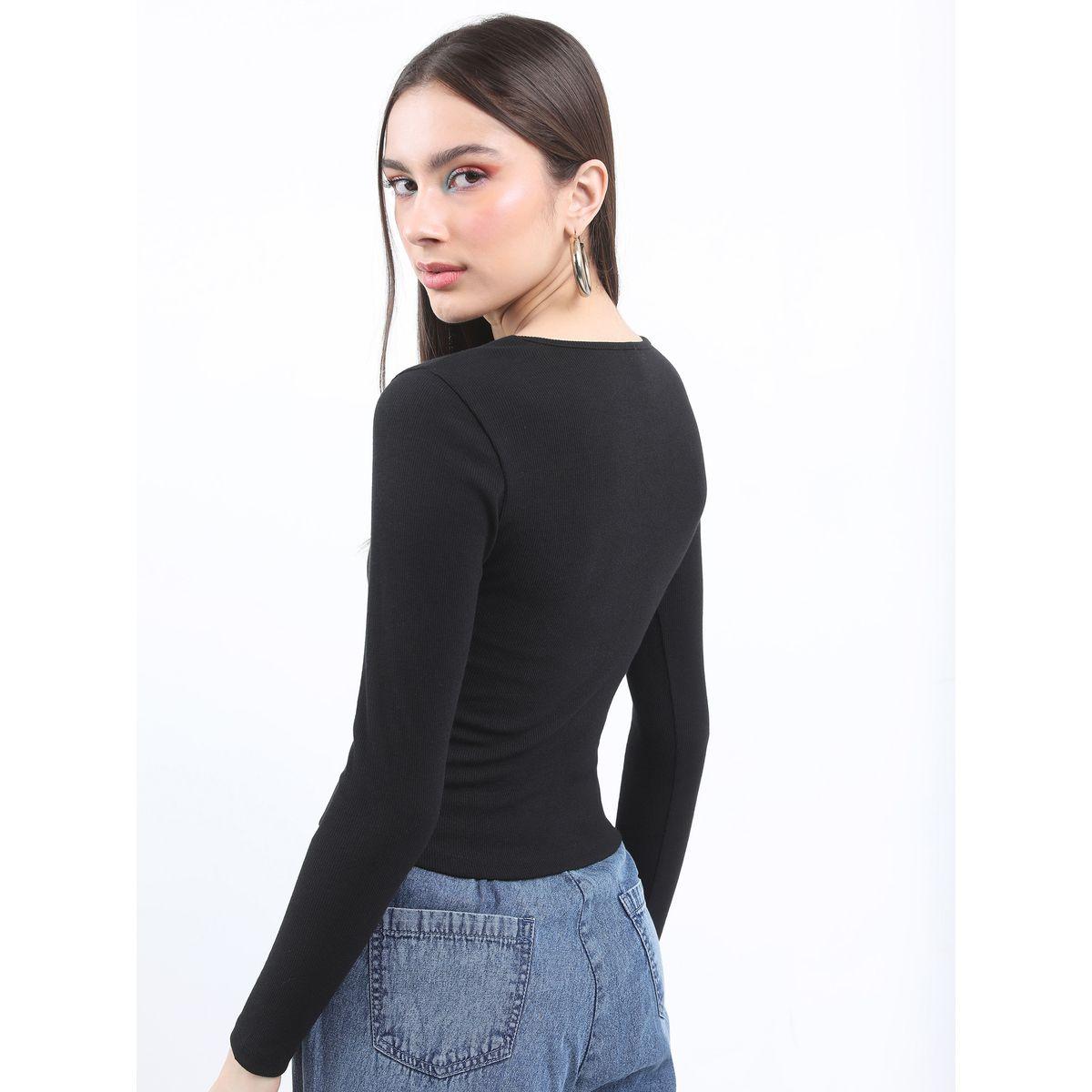 Ketch X Styli Keyhole Neck Ribbed Fitted Top-women-clothing-shirtsandblouses-blouses-image-3