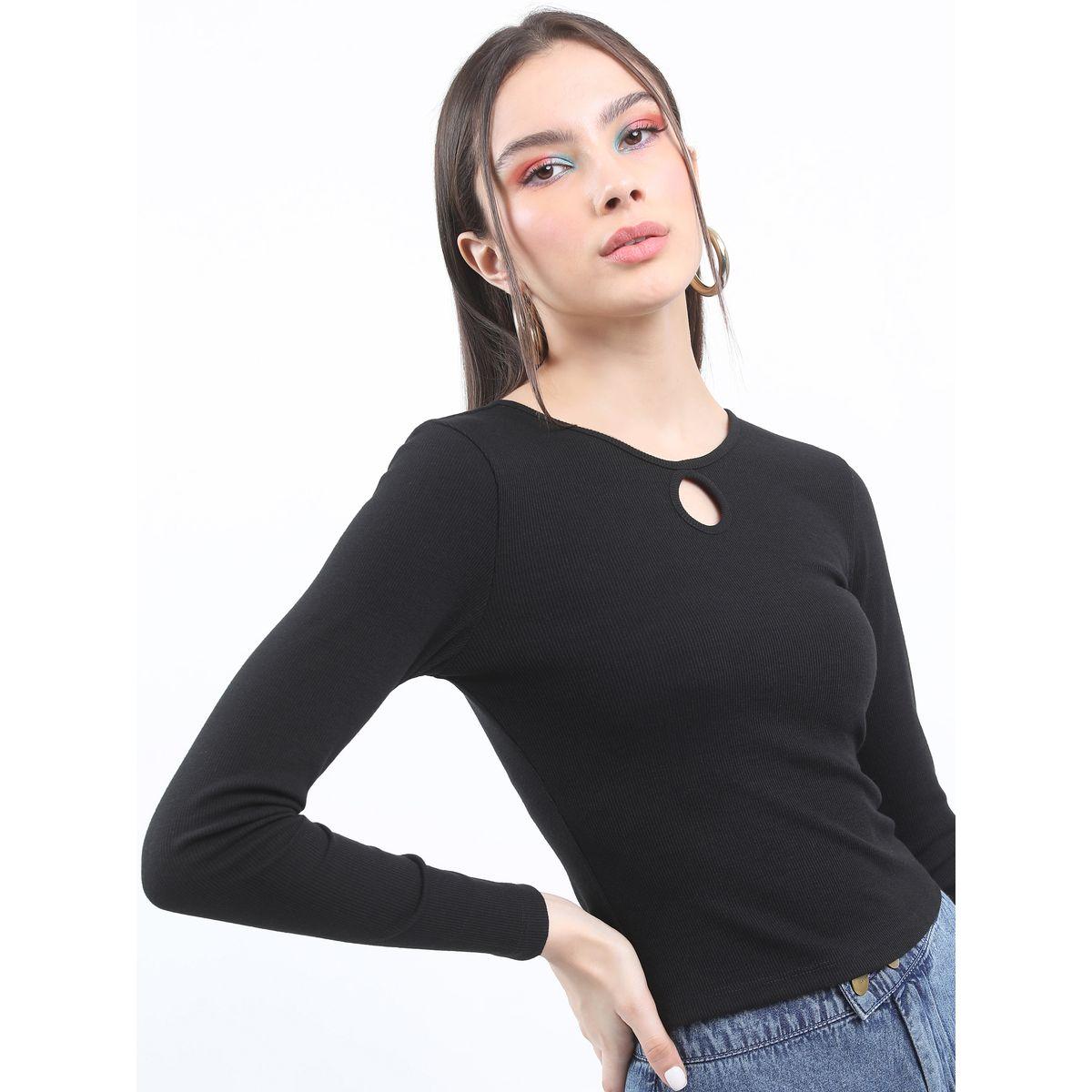 Ketch X Styli Keyhole Neck Ribbed Fitted Top-women-clothing-shirtsandblouses-blouses-image-6