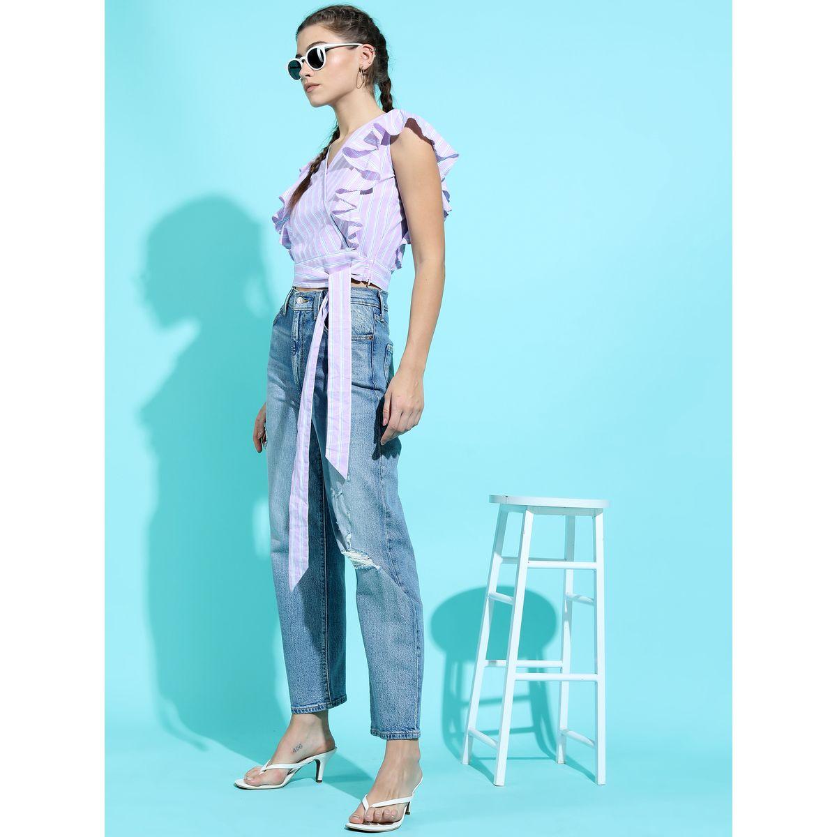 بلوزة قصيرة بنمط لف وكشكش طوكيو توكيز × ستايلي-women-clothing-shirtsandblouses-blouses-image-2
