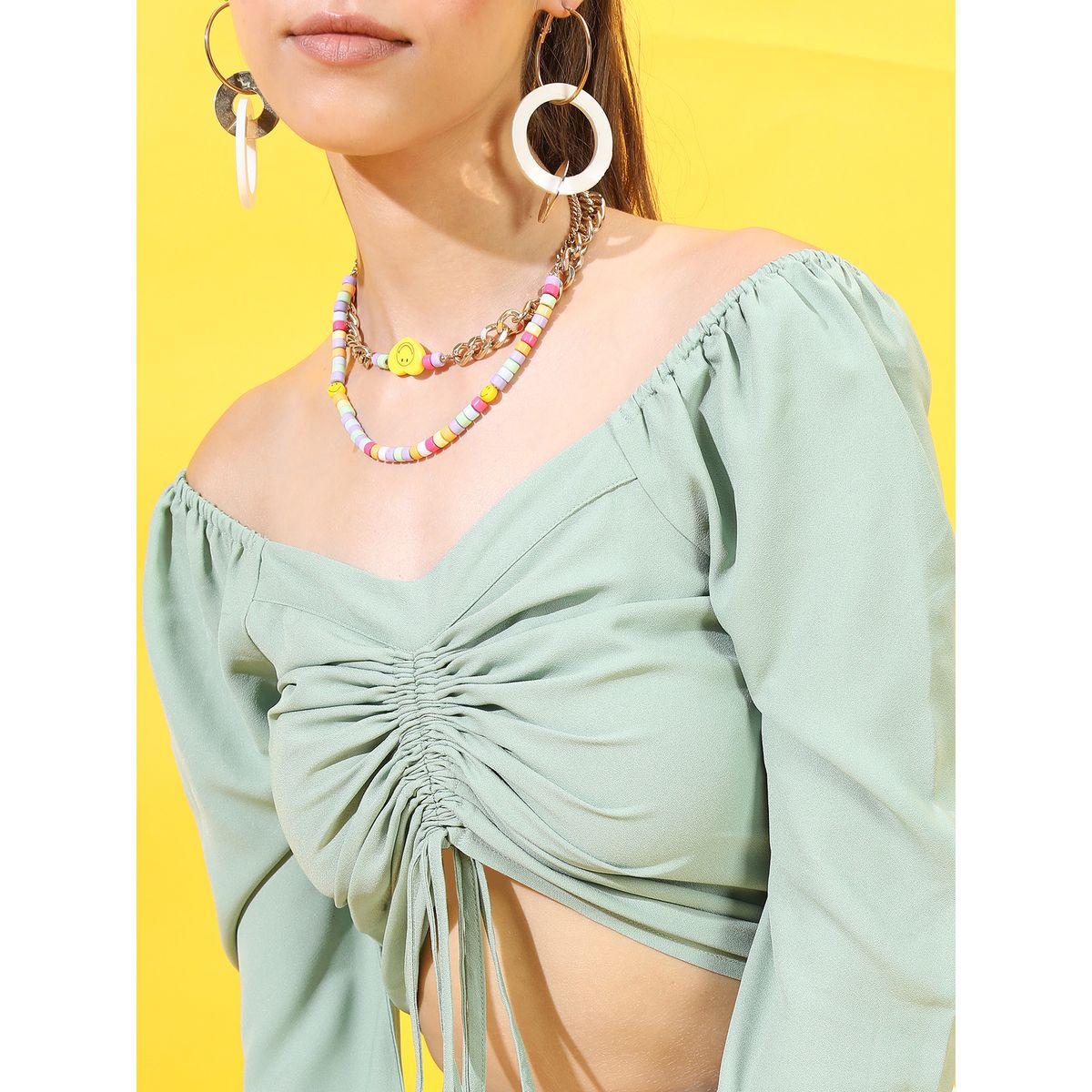 Tokyo Talkies X Styli Front Ruched Smocked Back Detail Top-women-clothing-shirtsandblouses-blouses-image-4