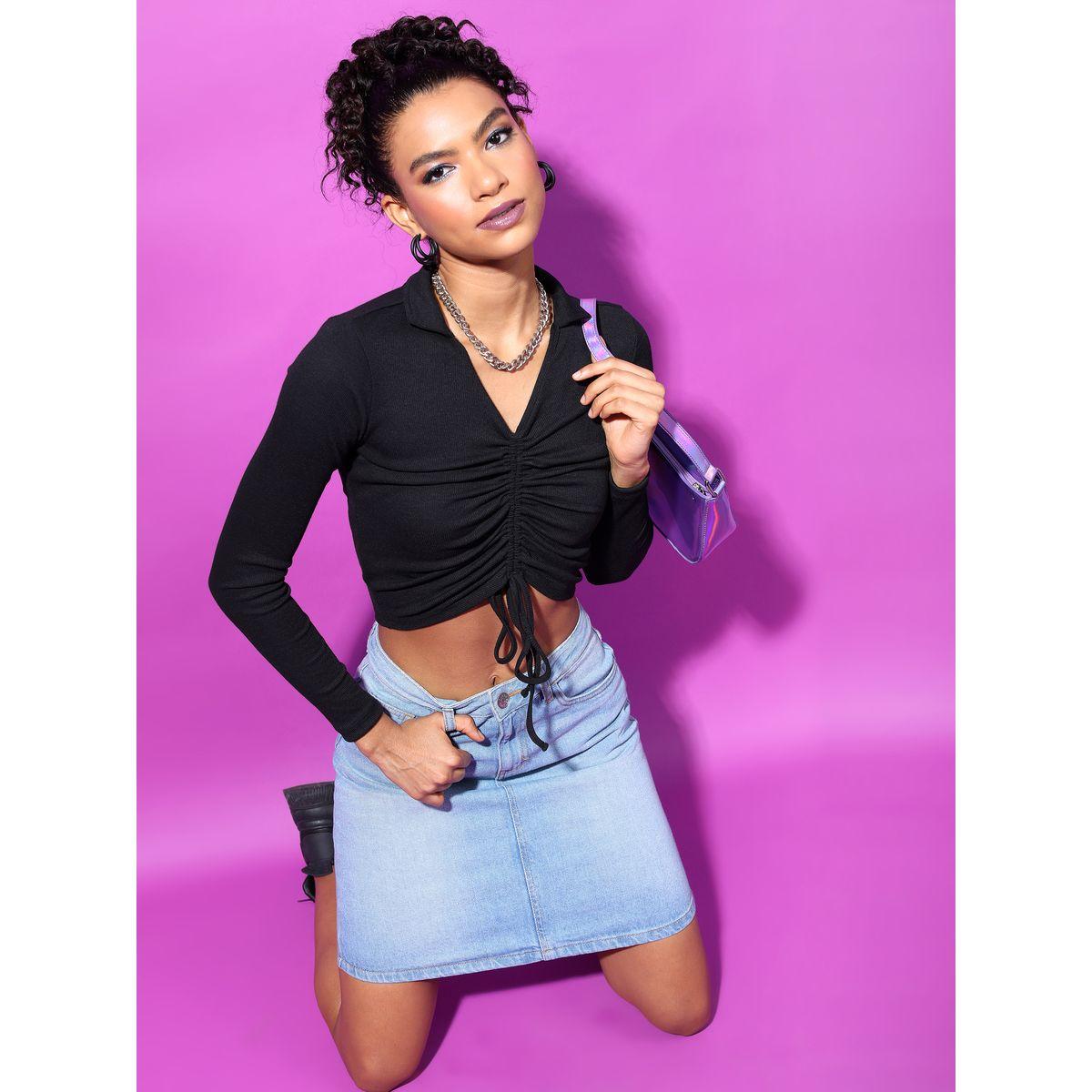 بلوزة قصيرة بتفاصيل مزمومة طوكيو توكيز × ستايلي-women-clothing-shirtsandblouses-blouses-image-2