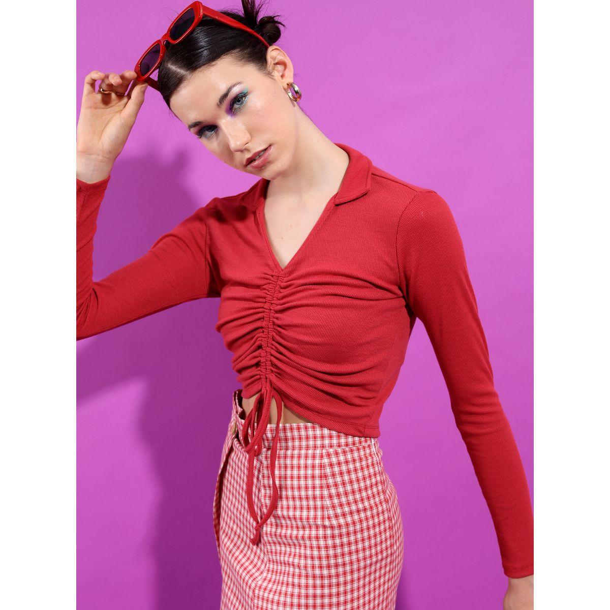 Tokyo Talkies X Styli Front Ruched Ribbed Crop Top-women-clothing-shirtsandblouses-blouses-image-6