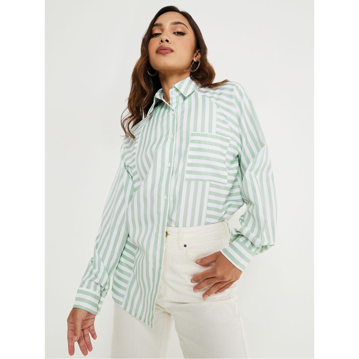 بلوزة طويلة مخططة مع جيب-women-clothing-shirtsandblouses-shirts-image-1