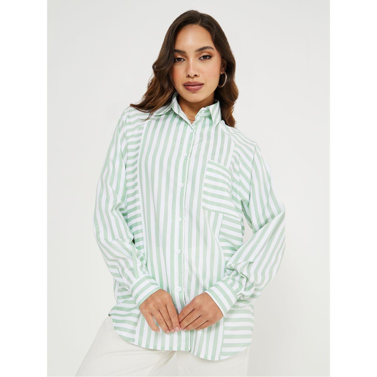 بلوزة طويلة مخططة مع جيب-women-clothing-shirtsandblouses-shirts-image-3