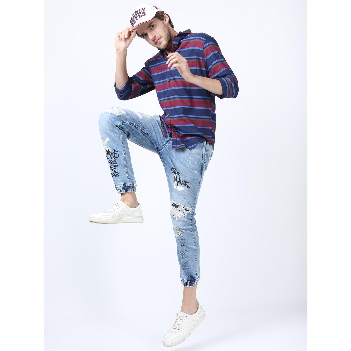 Ketch X Styli Distress Printed Stretchable Jeans with Drawstring Waistband-men-clothing-bottoms-jeans-image-2