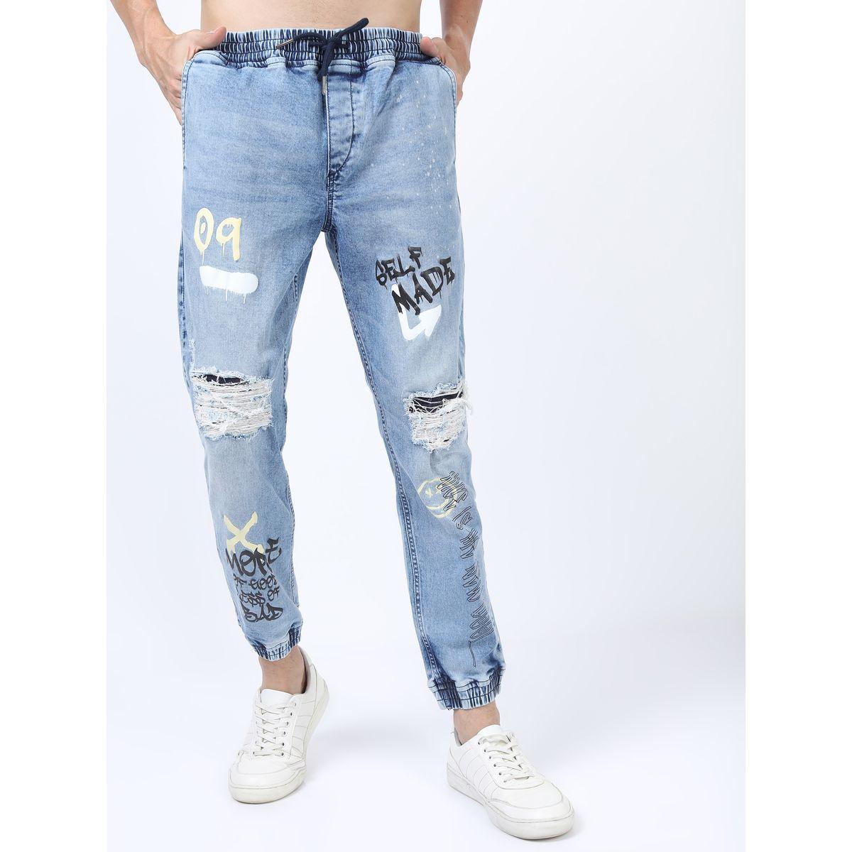 Ketch X Styli Distress Printed Stretchable Jeans with Drawstring Waistband-men-clothing-bottoms-jeans-image-5