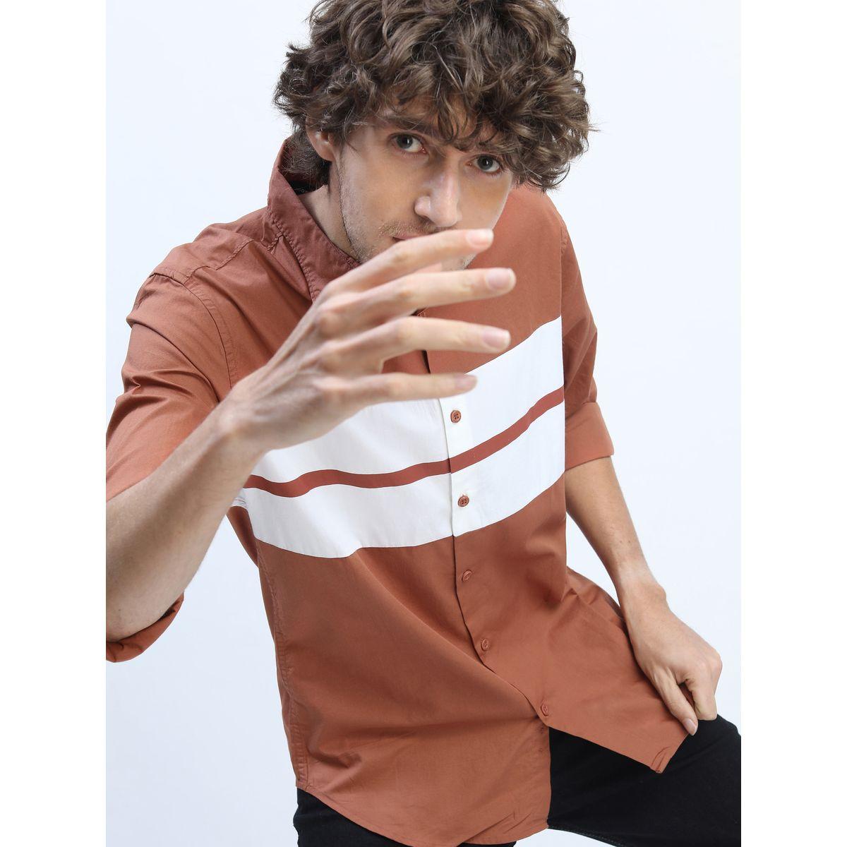 Highlander X Styli Striped Panel Slim Fit Casual Shirt-men-clothing-shirts-image-1