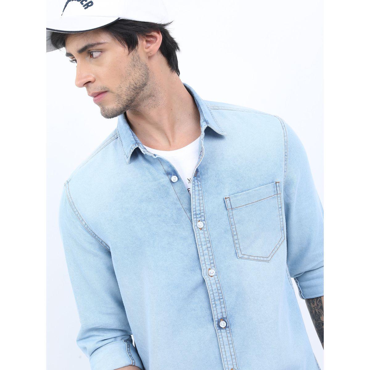 Ketch X Styli Slim Fit Denim Casual Shirt with Pocket-men-clothing-shirts-image-1
