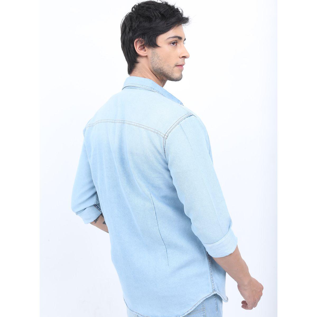 قميص دنيم بقصة سليم فت كيتش × ستايلي-men-clothing-shirts-image-3